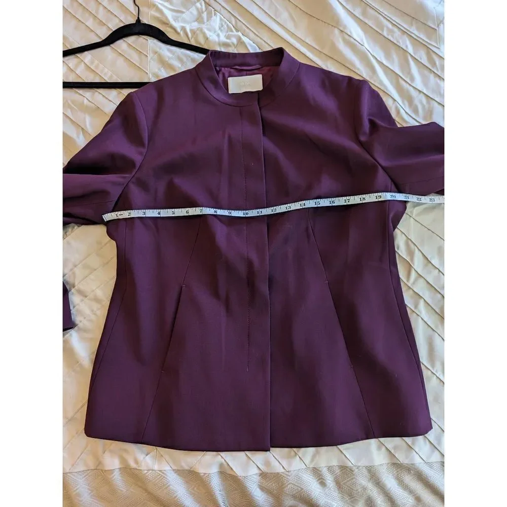 Hugo Boss eggplant purple wool button up jacket nwot sz 14 mandarin collar - Picture 4 of 8